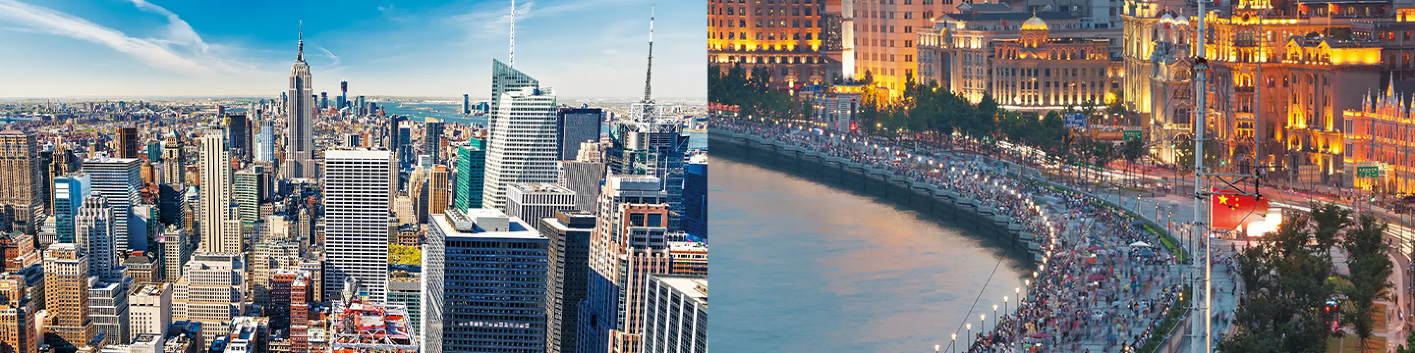 アメリカと中国の航空写真