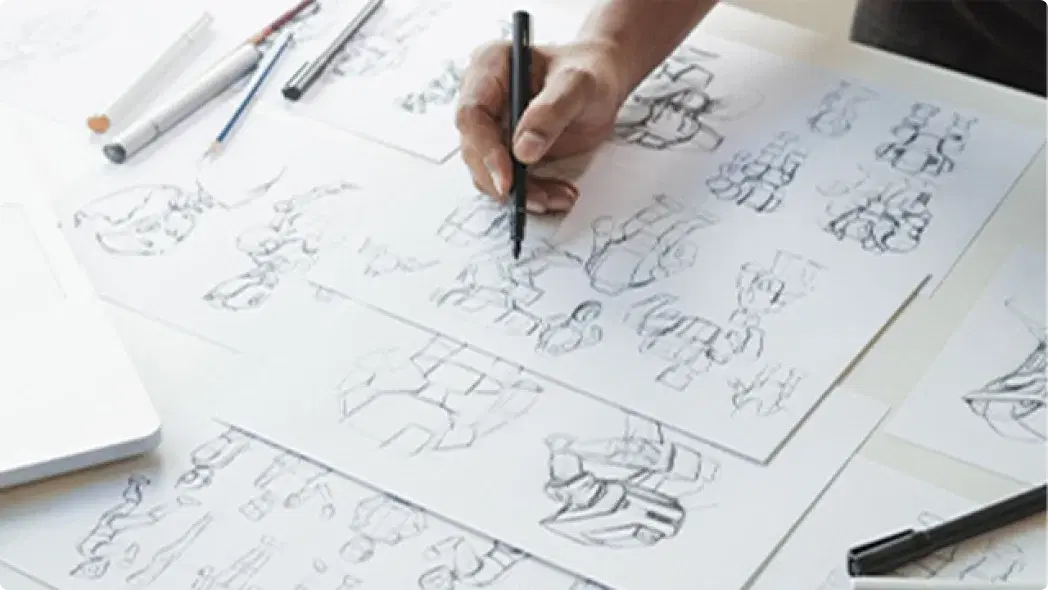 キャラクターの原画を描いている様子