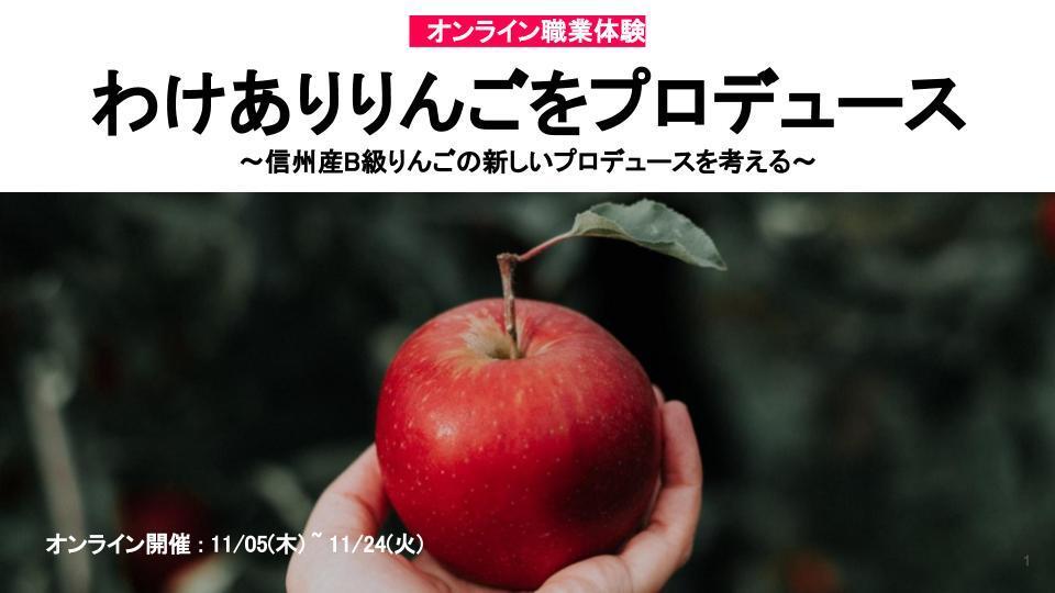 ～オンラインで職業体験～<br>信州産B級りんごを使ったヒット商品を考える<br>わけありりんごをプロデュースしよう